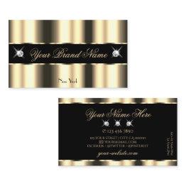 Small Luxury Light Golden Black Sparkle Jewels Glamorous Business Invitations Front View