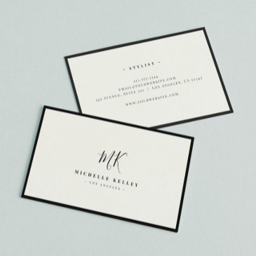 luxury minimal monogram black ivory chic stylish business invitations