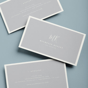 luxury minimal monogram grey ivory chic stylish business invitations