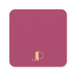 Small Luxury Modern Elegant Gold Monogrammed Template Square Business Invitations Front View