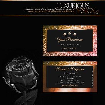 luxury orange pink ombre glitter black with jewels business invitations