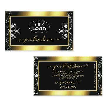 luxury ornate black gold sparkle jewels with logo business invitations