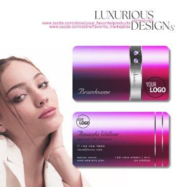 luxury pink purple gradient silver decor and logo business invitations
