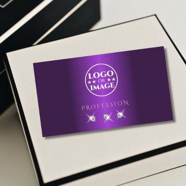 luxury purple rose gold sparkle diamonds with logo business invitations