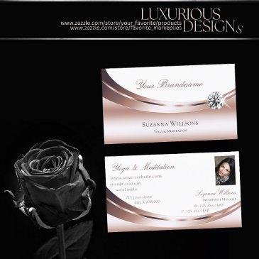 luxury rose gold and white with photo luxe diamond business invitations