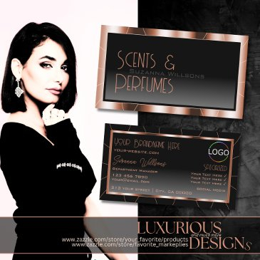 luxury rose gold black gradient with logo luxe business invitations