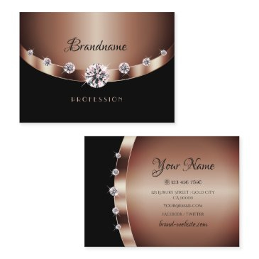 luxury rose gold black shimmery jewels rhinestones business invitations