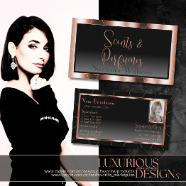 Small Luxury Rose Gold Chic Black Gradient With Photo Business Invitations Front View