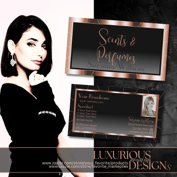 luxury rose gold chic black gradient with photo business invitations