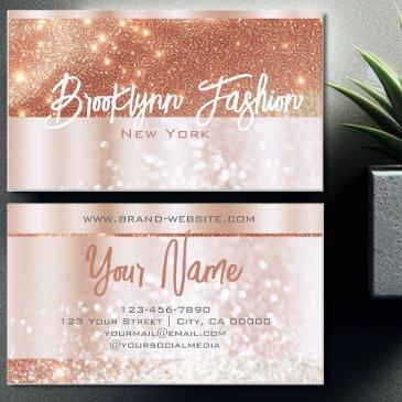 luxury rose gold copper light orange shimmer stars business invitations