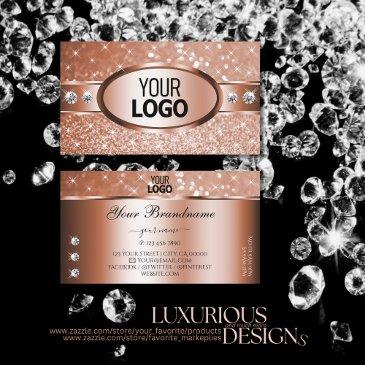 luxury rose gold glitter stars diamonds and logo business invitations