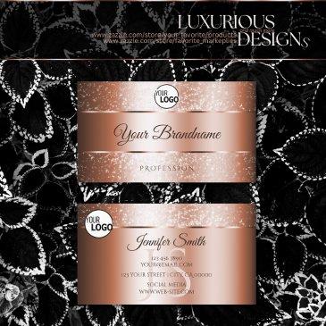 luxury rose gold sparkly glitter initials and logo business invitations