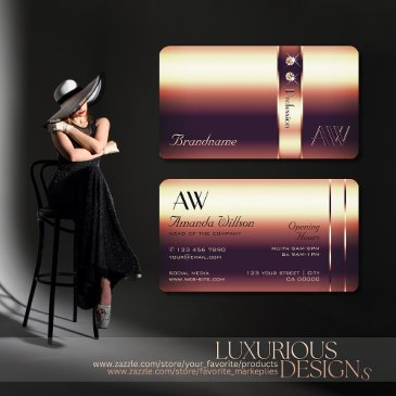 luxury rose golden ornate decor diamonds monogram business invitations