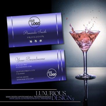 luxury sapphire blue shimmery diamonds add logo business invitations