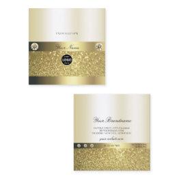 Small Luxury Shimmery Gold Luminous Glitter Logo Elegant Square Business Invitations Front View