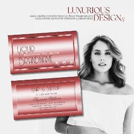Small Luxury Shimmery Red With Diamonds Chic And Stylish Business Invitations Front View