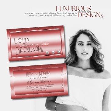 luxury shimmery red with diamonds chic and stylish business invitations