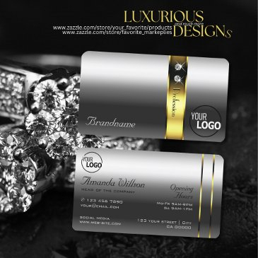 luxury silver gold decor glamour jewels add logo business invitations