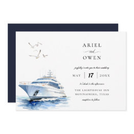 Small Luxury Yacht Nautical Theme Wedding Invitation Front View