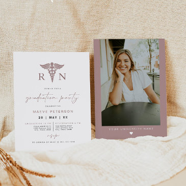 maeve rose gold blush medical rn nurse graduation invitation