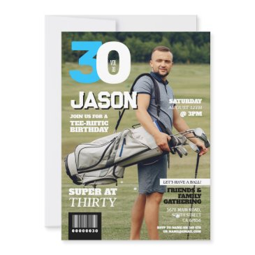 magazine 30 mens golf thirty golfer birthday invitation