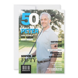 Small Magazine 50 Mens Golf Fifty Golfer Birthday Invitation Front View