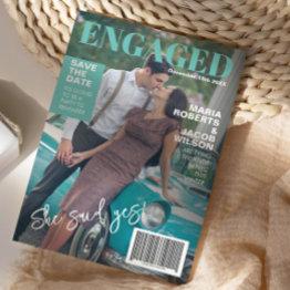 Small Magazine Cover Save The Date Photo Announcement Front View
