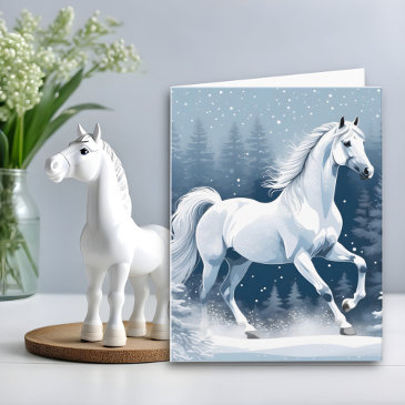 magic white winter horse invitations