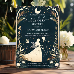 Small Magical Dream Mystical Stars Moon Bridal Shower Invitation Front View