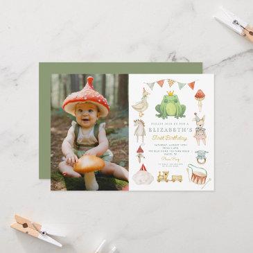 magical photo enchanted frog first birthday invitation