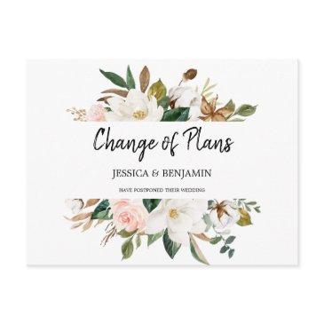 magnolia floral & cotton postponed change of plans postinvitations