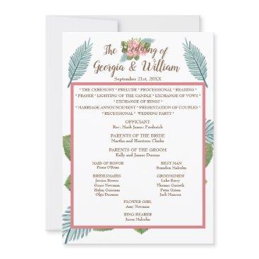 magnolia lilies bouquet wedding program menu chart