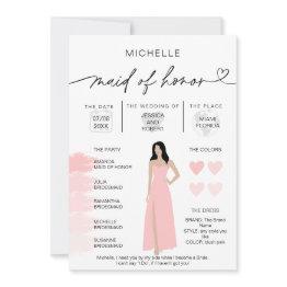 Small Maid Of Honor Info Blush Pink Palette Infographic Invitation Front View
