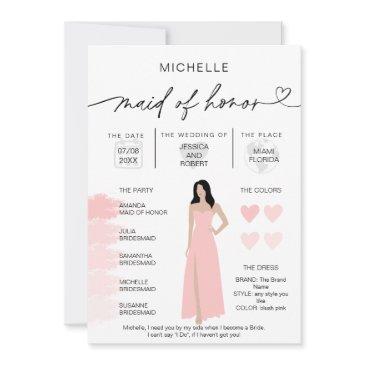 maid of honor info blush pink palette infographic invitation