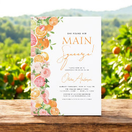 Small Main Squeeze Citrus Bridal Shower Orange Invitation Front View