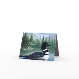 Small Majestic Northern Wilderness Loon Thank You Invitations Front View