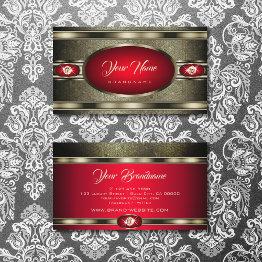 Small Majestic Silver Effect Red With Faux Rhinestones Business Invitations Front View