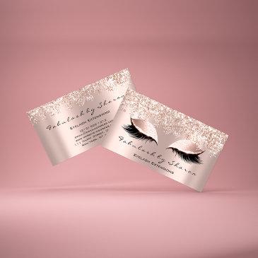 makeup artist eyelash lashes glitter confetti rose business invitations
