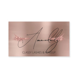 Small Makeup Artist Lash Qr Logo Microblade Rose Glitter Business Invitations Front View
