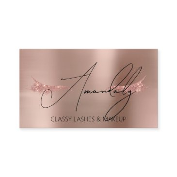 makeup artist lash qr logo microblade rose glitter business invitations