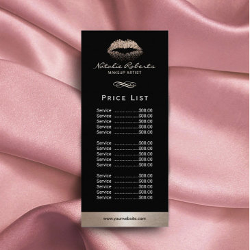makeup artist moder gold glitter lips salon price rack invitations