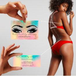 Small Makeup Eyebrow Lash Glitter Pastel Spark Esthetici Business Invitations Front View