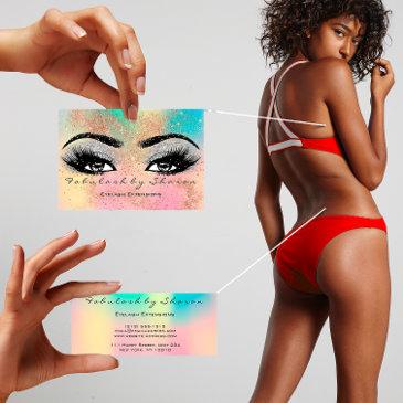makeup eyebrow lash glitter pastel spark esthetici business invitations