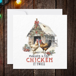 Small Making A List Chicken It Twice Country Christmas Holiday Invitations Front View