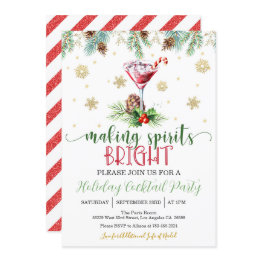 Small Making Spirits Bright Christmas Party (border) Invitation Front View