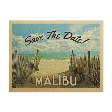 malibu beach vintage save the date announcement postinvitations
