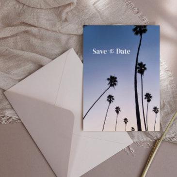 malibu palm trees • save the date • boho blue postinvitations