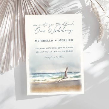 malibu | sea tern beach coastal watercolor wedding invitation