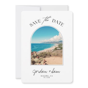 malibu wedding coastline save the date invitation
