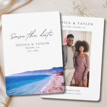 malibu wedding save the date beach wedding invitation
